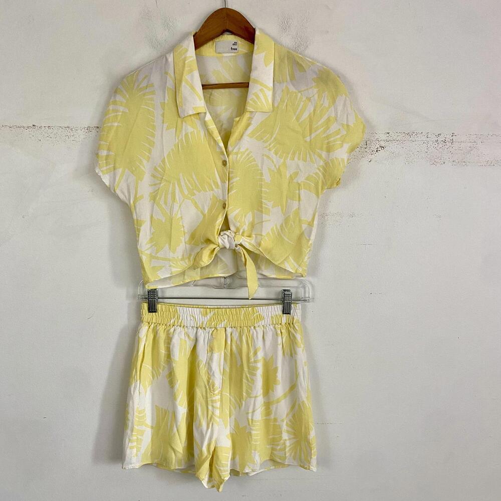 WILFRED FREE ARITZIA yellow white two piece set sz XS